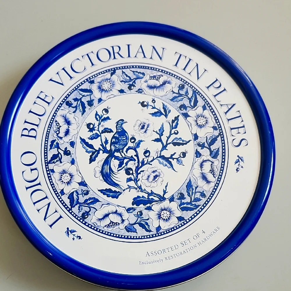 Room Restoration Hardware Indigo Blue Victorian Tin Plates